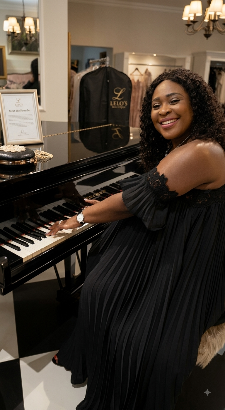 Nombulelo Ngoqo, founder of Lelo's Boutique, at a grand piano